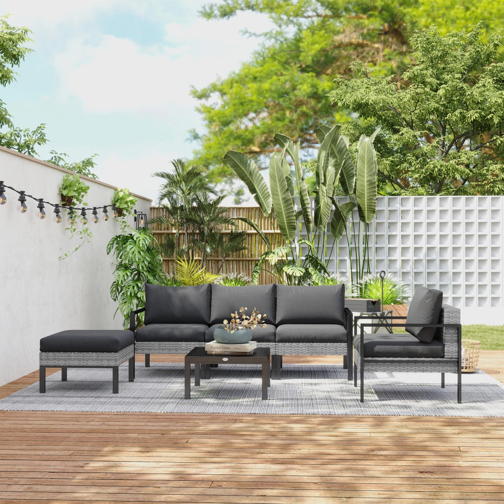 Set da giardino esterno 5 posti ¨C zephmum ¨C polyrattan grigio chiaro
