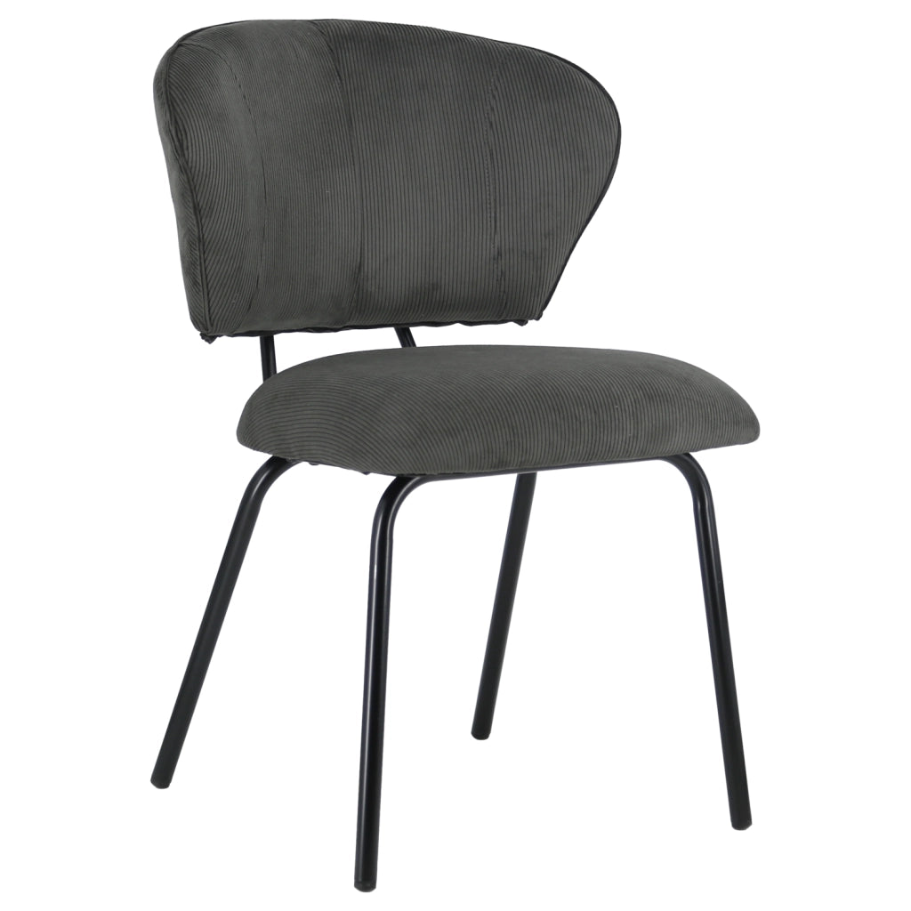 Set di 2 sedie NILSA in velluto a coste grigio scuro