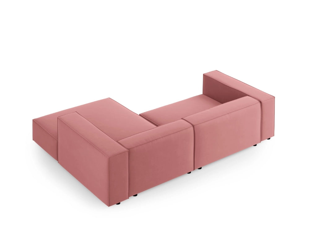 Cosmopolitan Design - Divano angolare destro "Arendal" 3 posti in velluto salmone 