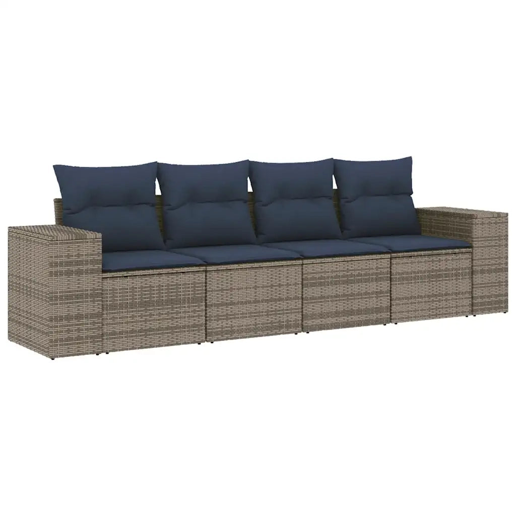 Salotto da Giardino-Set Divani da Giardino 4 pz con Cuscini Grigio in Polyrattan 575535