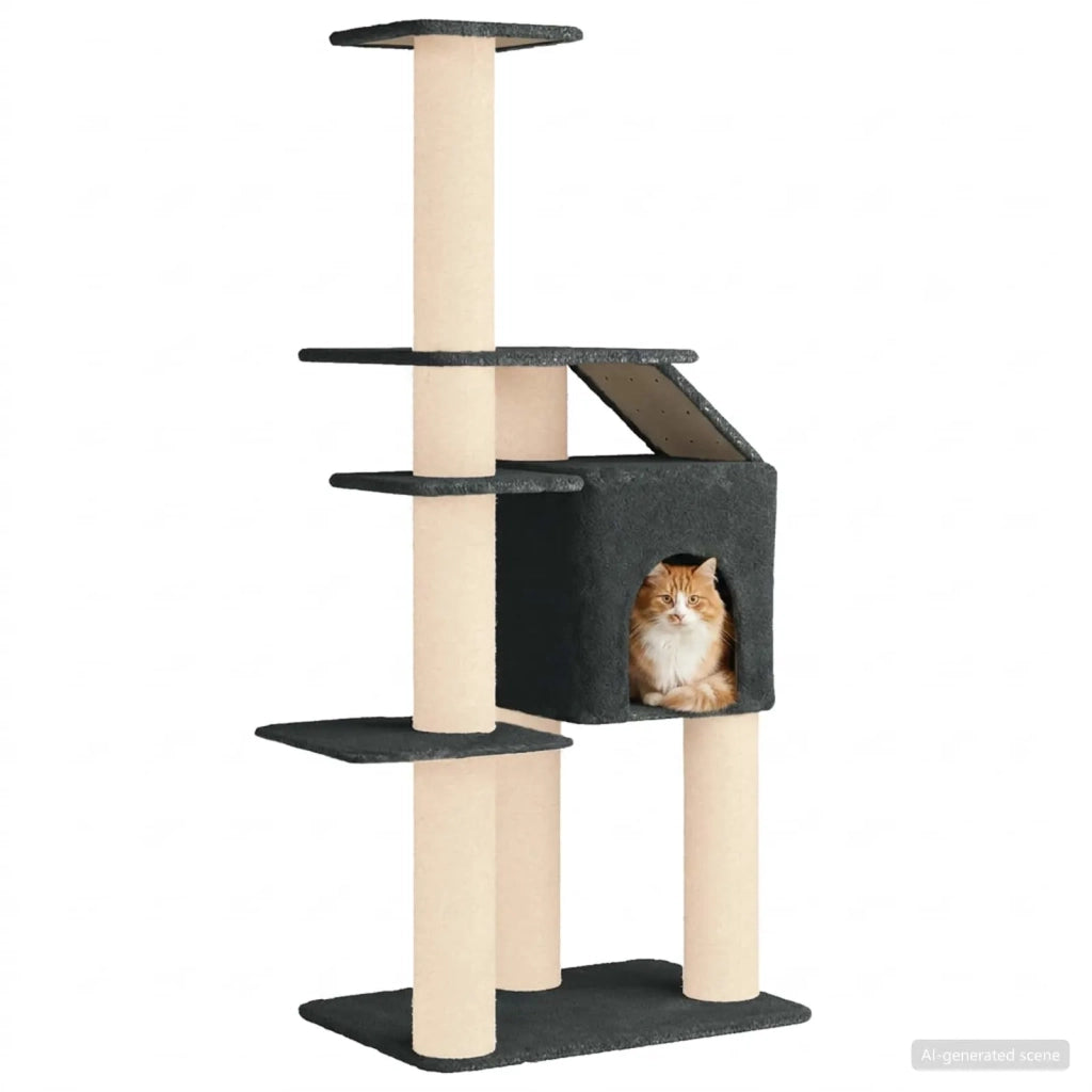 Albero per gatti con pali per graffiare in sisal Grigio Scuro 42033068