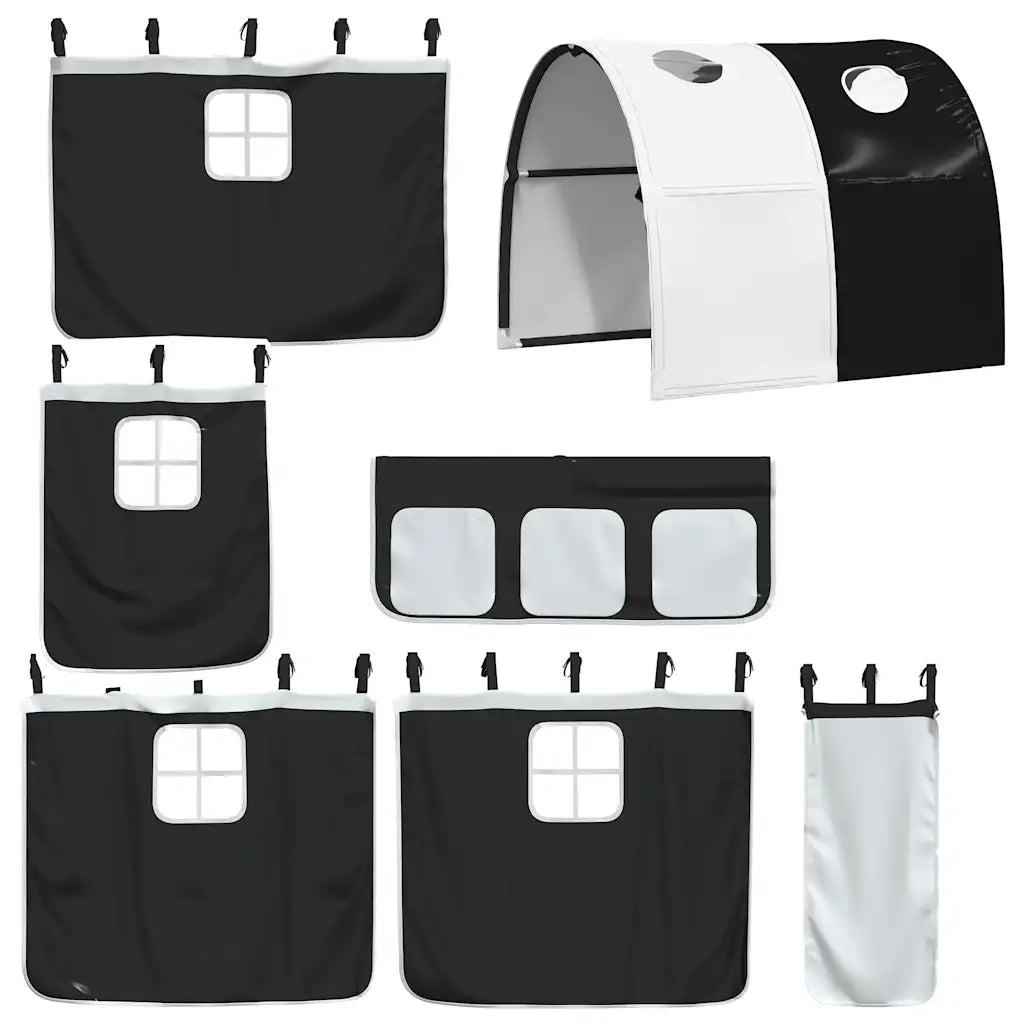 Letto a Castello senza Materasso Bianco e Nero 90x200cm in Pino