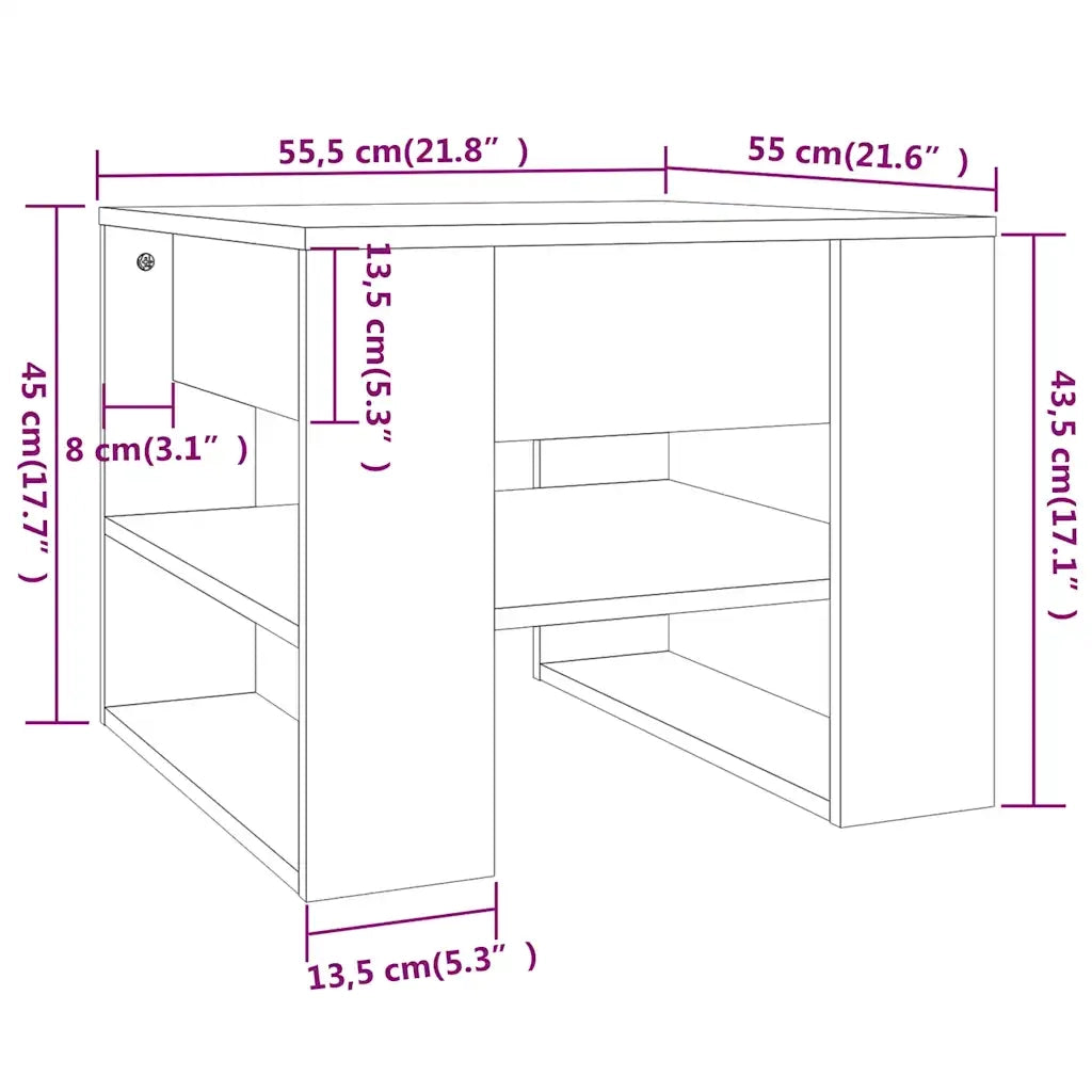 Tavolino da Salotto-Tavolino da soggiorno-Tavolo Nero 55,5x55x45 cm in Legno Multistrato