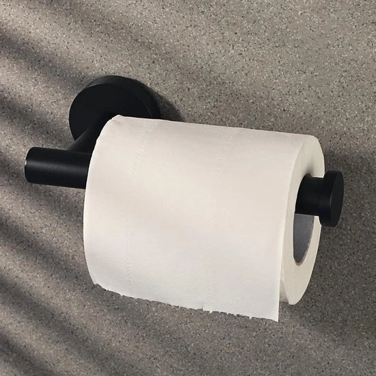 Sostegno per Carta igienica in Acciaio Inox SUS 304 - Supporto per Cartucce per Cucina e Bagno - Nero opaco - EGX888-B - Duraturo e Moderno - Acciaio Inox