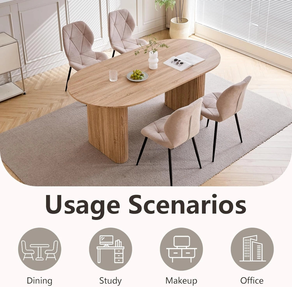 GrandCA HOME Tavolo da Pranzo Ovale in Legno, Tavolo da Cucina Moderno da 180 CM, Ampia Scrivania in MDF per 6-8 Persone (Marrone Chiaro)