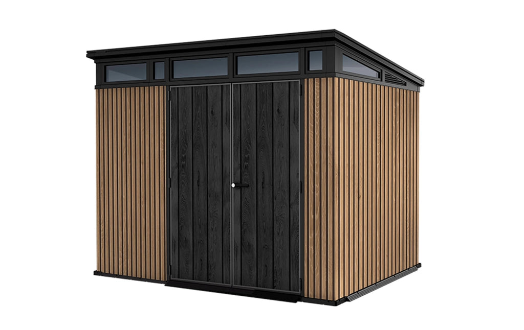 Casetta Box da Giardino Keter Signature Venetian Pent 7x9 in Resina Effetto Legno Marrone e Antracite