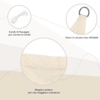 Tenda a Vela Parasole Rettangolare 4 x 6m, Tenda da Sole Protezione Raggi UV in HDPE 185g/㎡, Crema