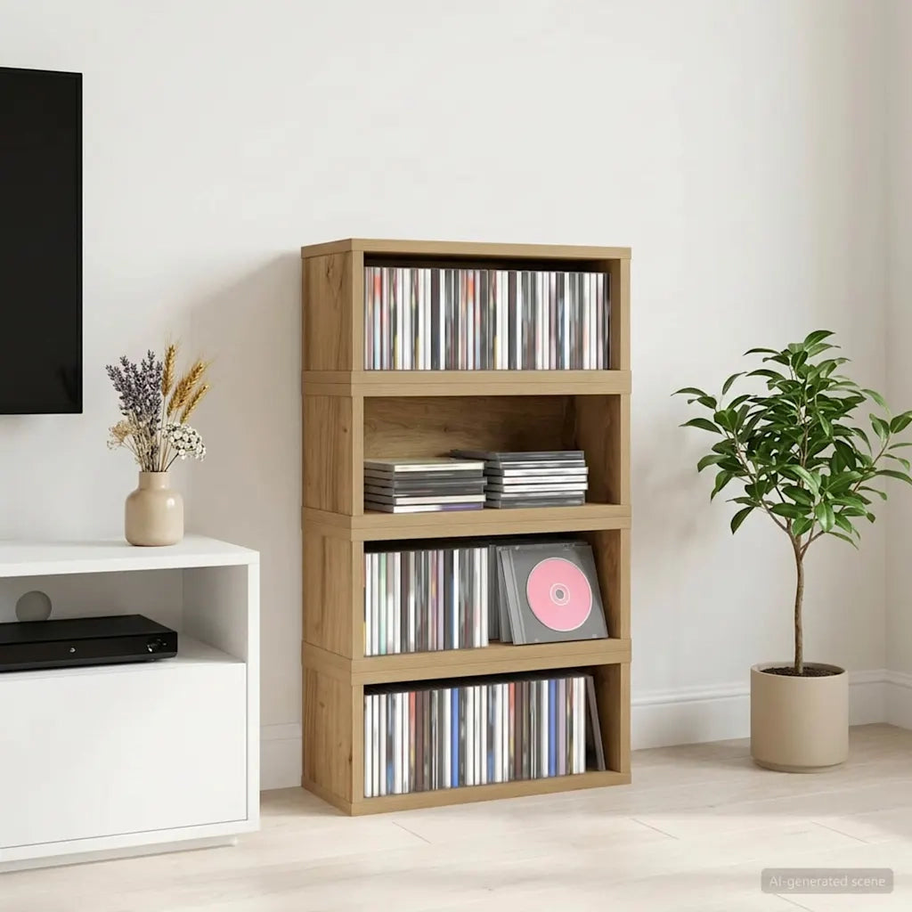 Rack per Stoccaggio CD 4 pz Rovere Artigianale 40 x 17 x 17 cm 8012729
