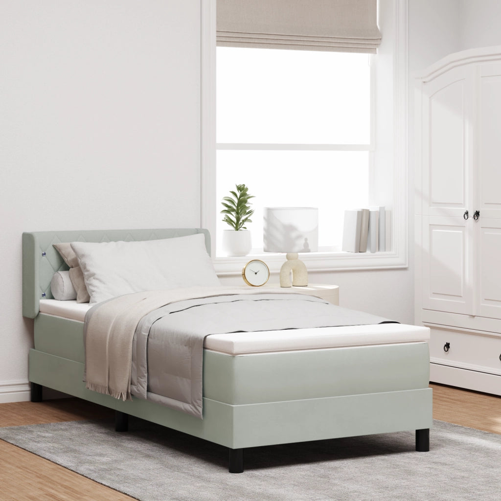 Letto con Rete e Materasso Grigio Chiaro 100x200 cm Velluto