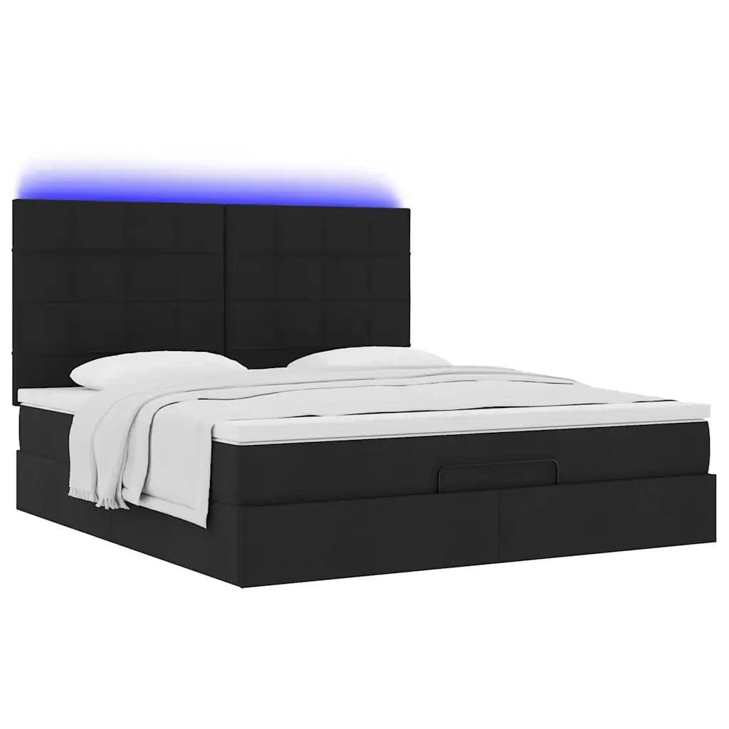 Struttura Letto Pouf con Materasso Nero 180x200 cm in Tessuto 3314026