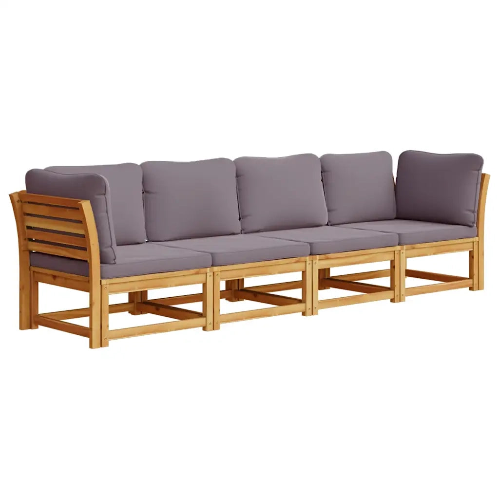 Set Salotto da Giardino 4pz con Cuscini Legno Massello Acacia