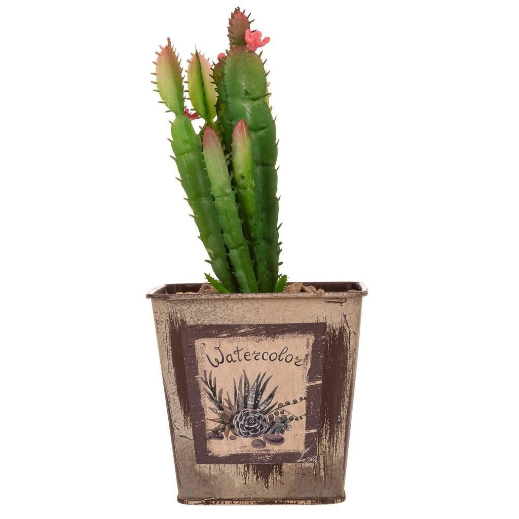 Vaso con cactus artificiale 9,5x9,5x21h