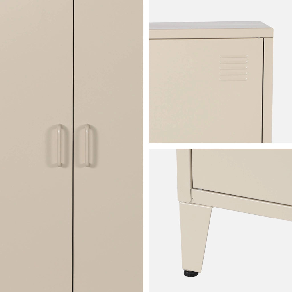 Set di 2 armadietti in metallo, 2 ante, beige