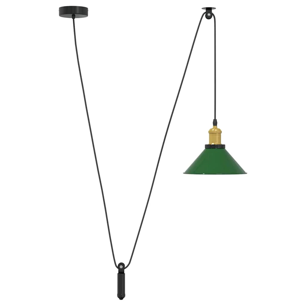 Lampada a sospensione vintage altezza regolabile adatta per cucina o soggiorno 22 x 10 cm metallo verde lucido 02_0058012