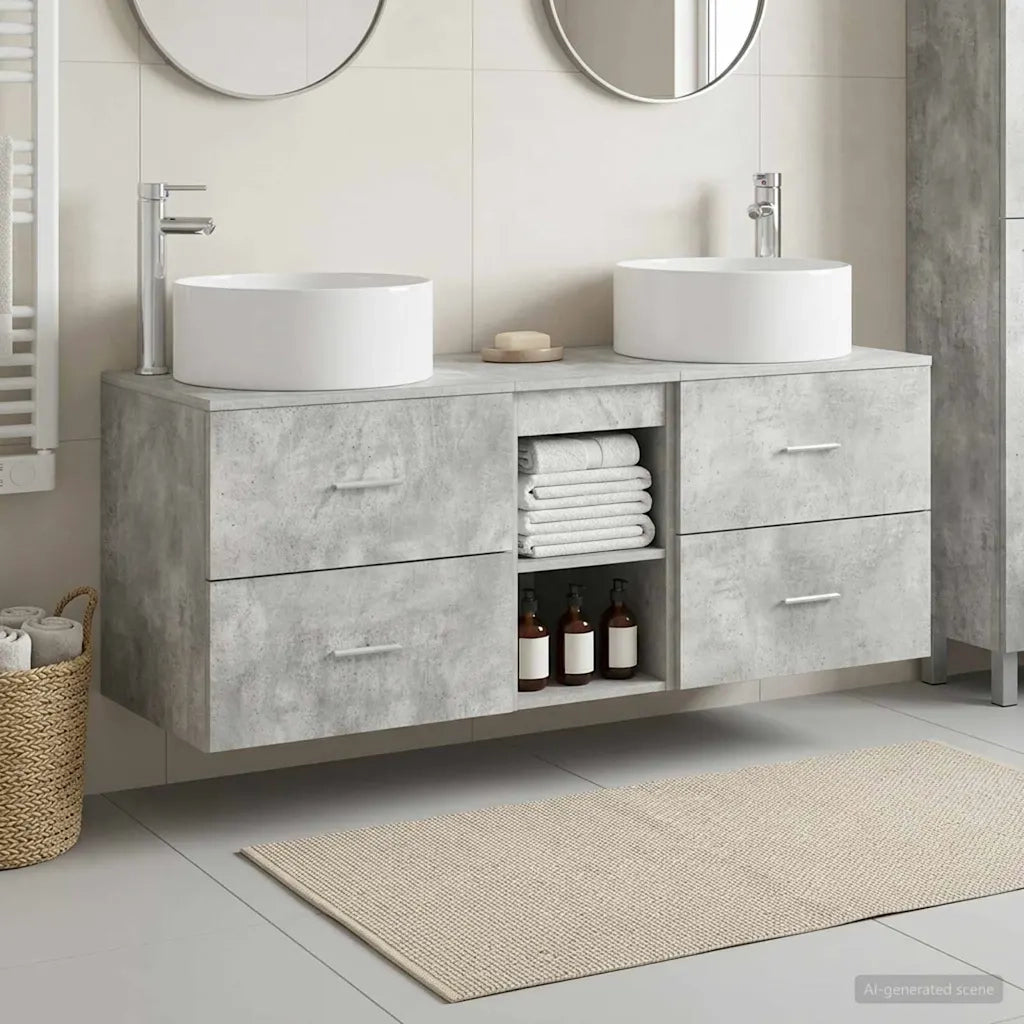 Set di mobili per il bagno 3 pz Grigio Cemento 3405950