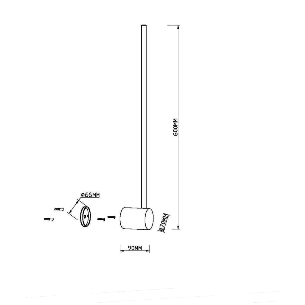 Maytoni Applique Moderna Light Stick 1 luce LED integrato ottone metallo diffusore acrilico