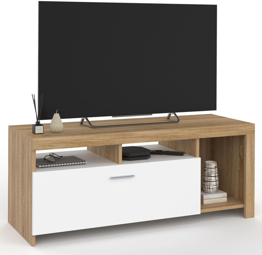 Porta TV armadio in legno e bianco MALO