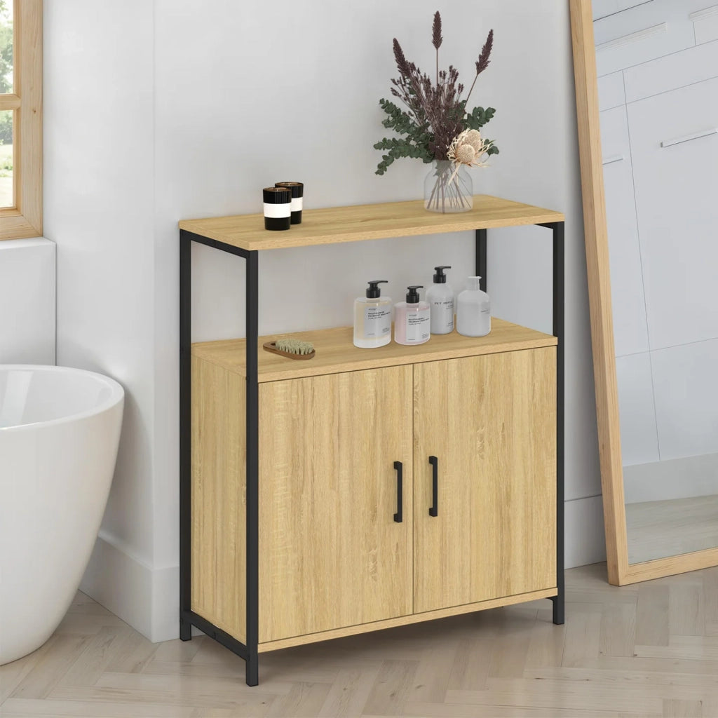 IDMarket - Credenza di design industriale DETROIT, 1 nicchia e 2 ante, 70 cm