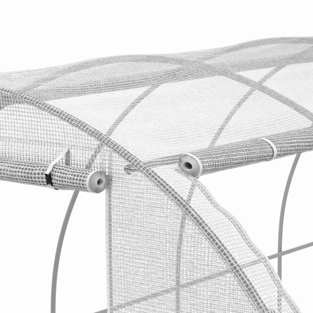 IDMarket - Telone di ricambio per serra da giardino a tunnel da 18 m² (6 x 3 x 2 m), anti-UV, con porta e finestre, modello CRIMÉE bianco,