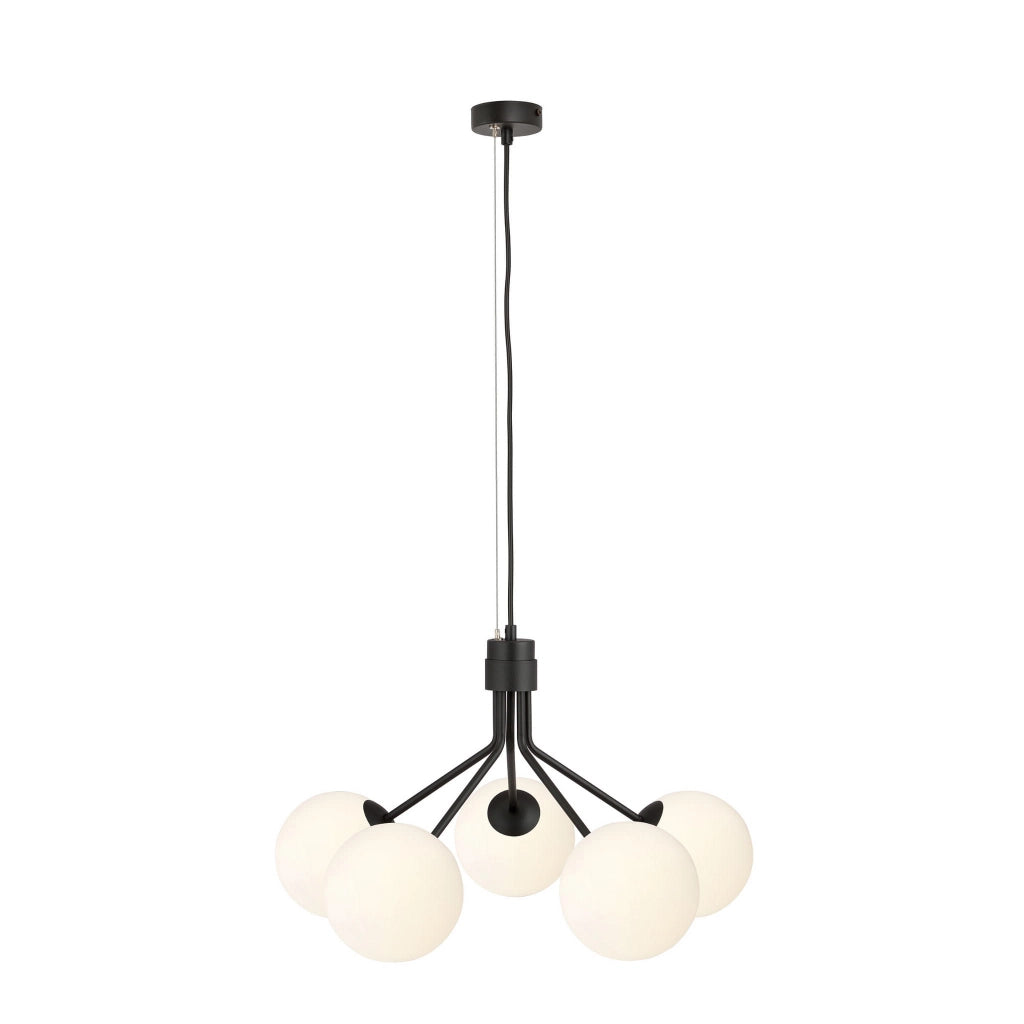 Lampadario Emibig Nova 5xE14 Nero/Opale dimmerabile