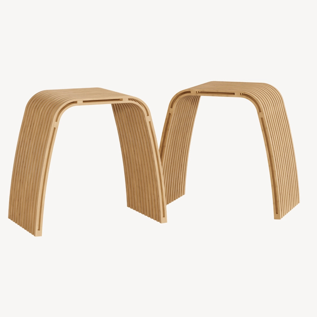 Set di 2 Sedute Multiuso Jysa in Bambù Sgabelli Bassi 45 x 50 x 31 cm - Naturale [en.casa]