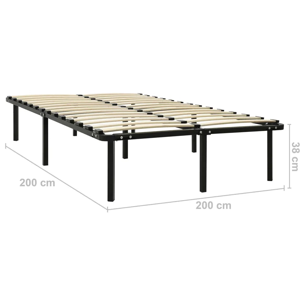 Letto matrimoniale | Letto per adulti | Giroletto Nero in Metallo 200x200 cm