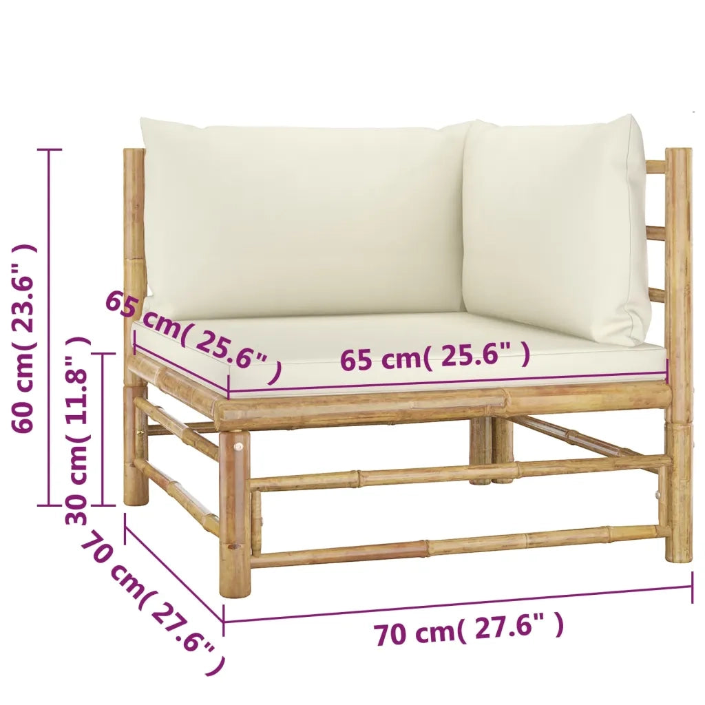 Set Divani da Giardino 4 pz con Cuscini Bianco Crema in BambÃ¹ cod mxl 39488
