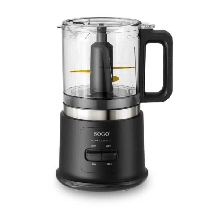 Tritatutto elettrico 1L 400W con 4 lame in acciaio inox rivestite titanio, 2 velocità per carne e verdure - Sogo