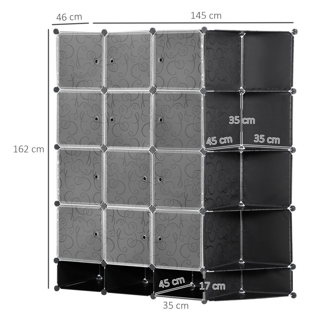 Armadio Portatile con Compartimenti e Appendiabiti ¨C zephmum ¨C Nero e Bianco 60x40x160