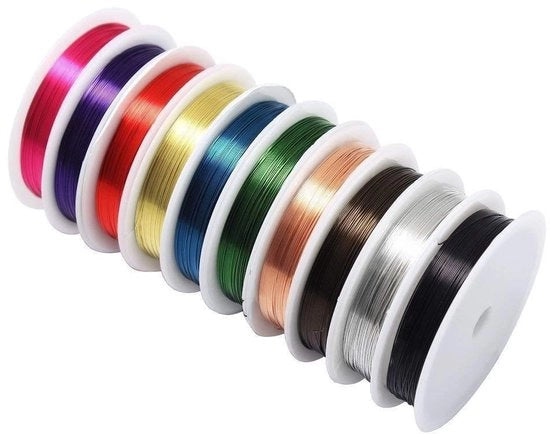 Filamento di rame 0,3 mm - 10 bobine - filo di rame - morbido - per gioielli - artigianato - colori misti - filo per gioielli