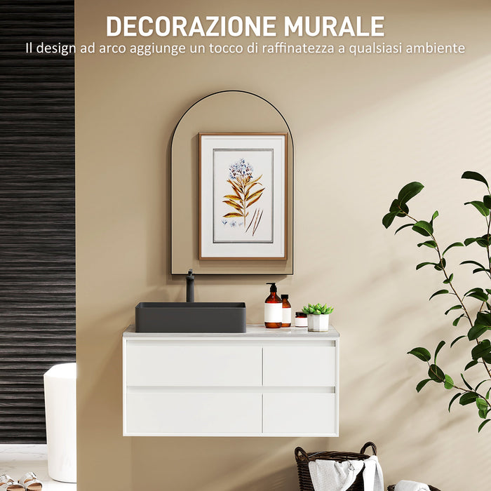 Specchio ad Arco 60x3x90 cm in Lega di Alluminio e Vetro Nero