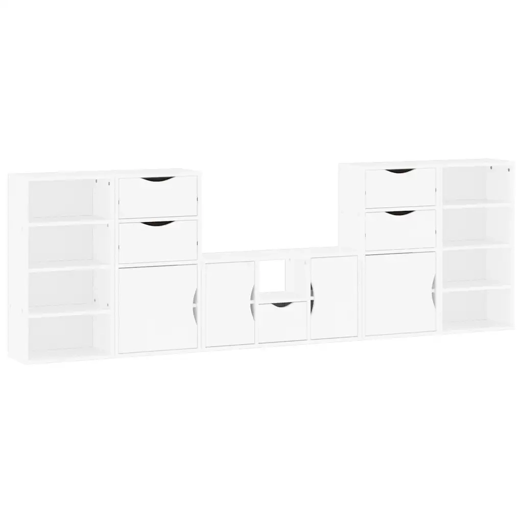 Mobile TV 5 pz-Mobile per TV-Credenza TV con Contenitore ODDA Bianco in Legno di Pino 207523