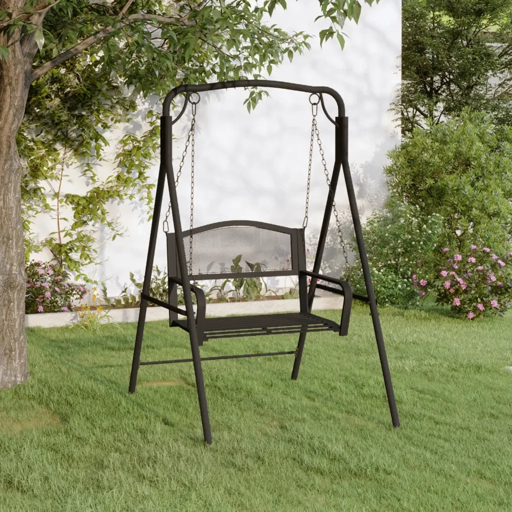 Panca da Giardino | Dondolo 124 cm in Acciaio Nero
