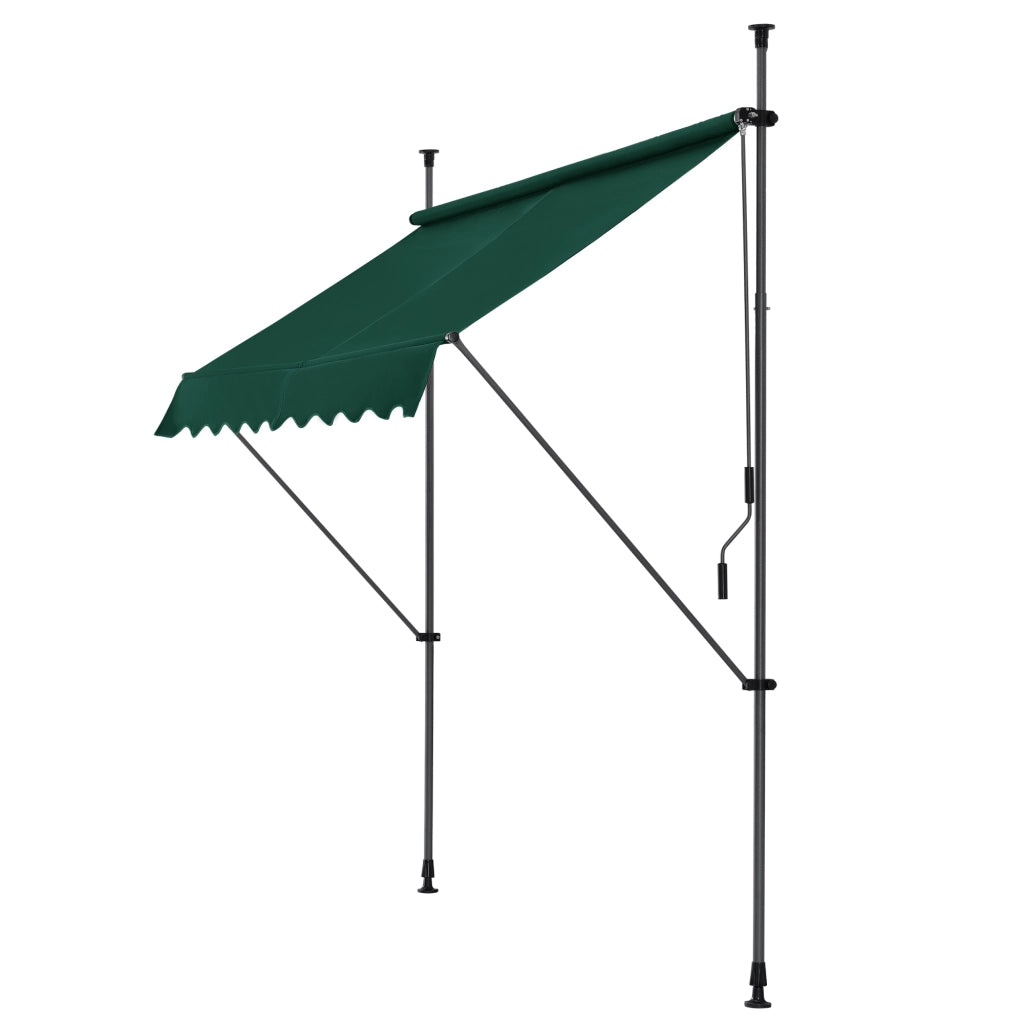 Tenda da Sole a Muro con Pali di Supporto Telescopici Parasole 200 x 120 cm (LxP) Verde Scuro pro.tec