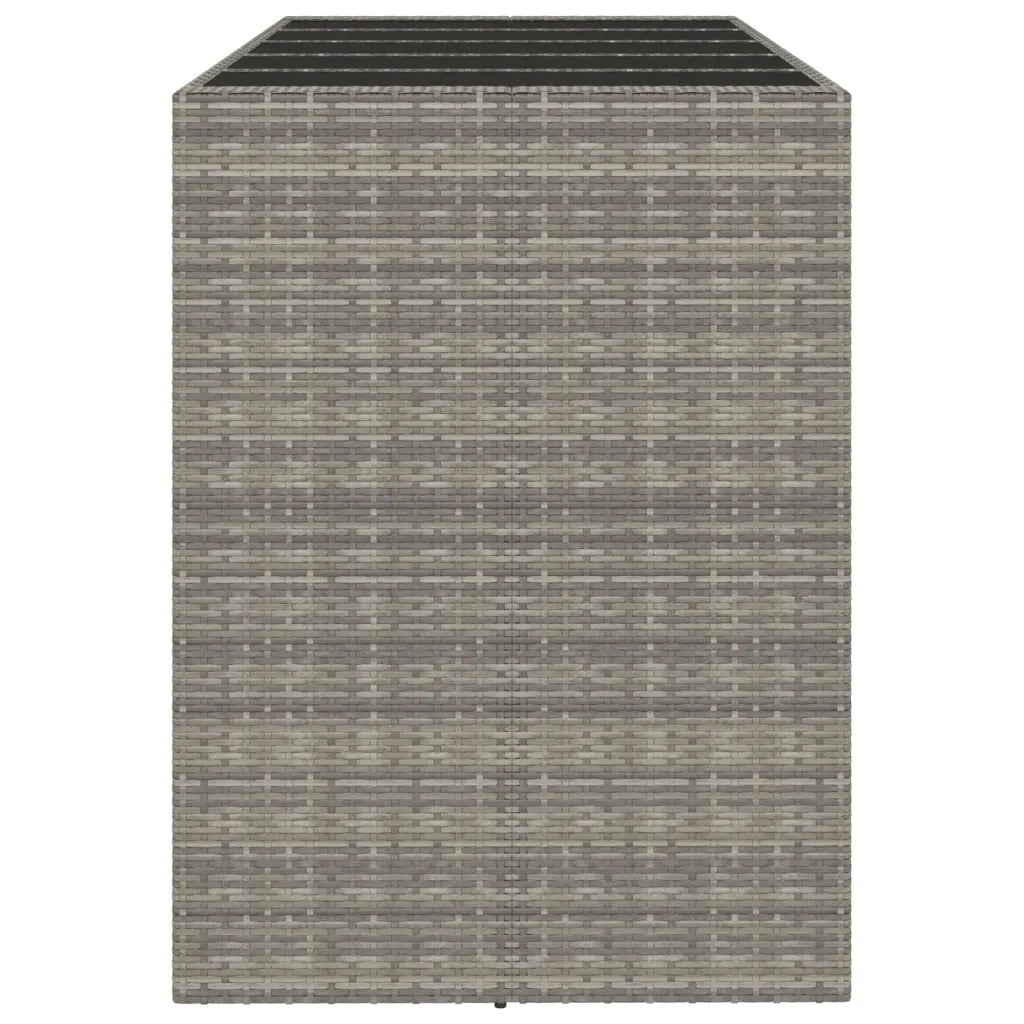 Tavolo da Bar con Piano in Vetro Grigio 185x80x110cm Polyrattan 362601