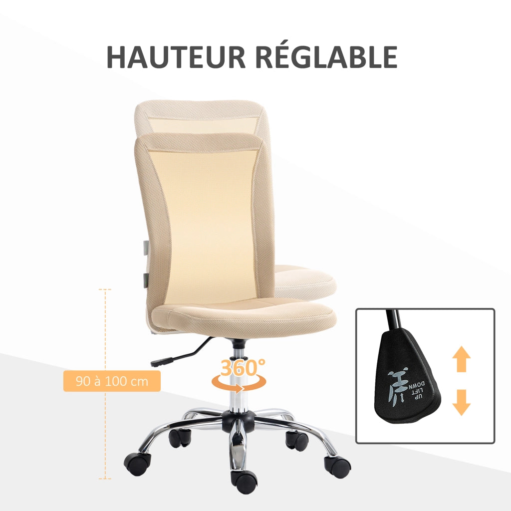 Sedia da ufficio ergonomica ¨C zephmum ¨C altezza regolabile, gambe cromate, rivestimento in rete beige