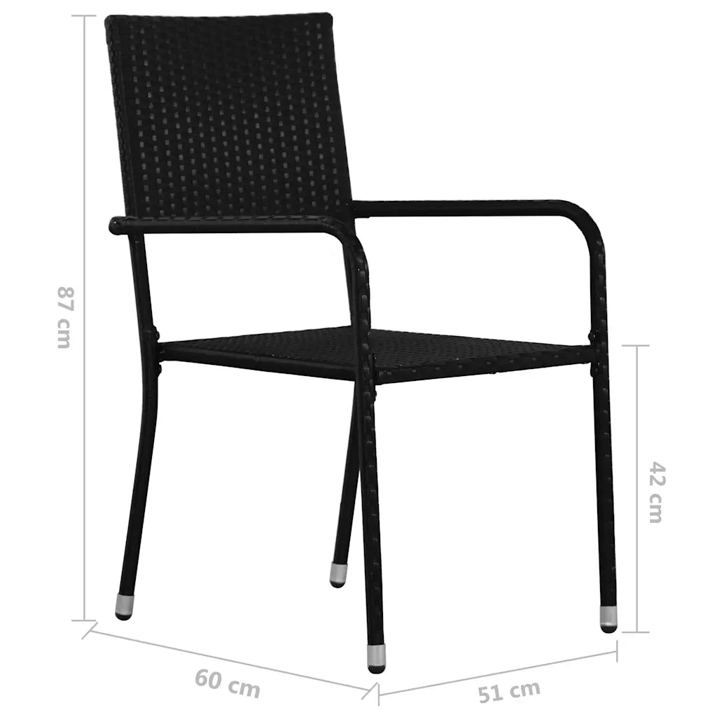 Sedie da Pranzo da Giardino 2 pz | Sedie da Esterno Impilabili Nere in Polyrattan
