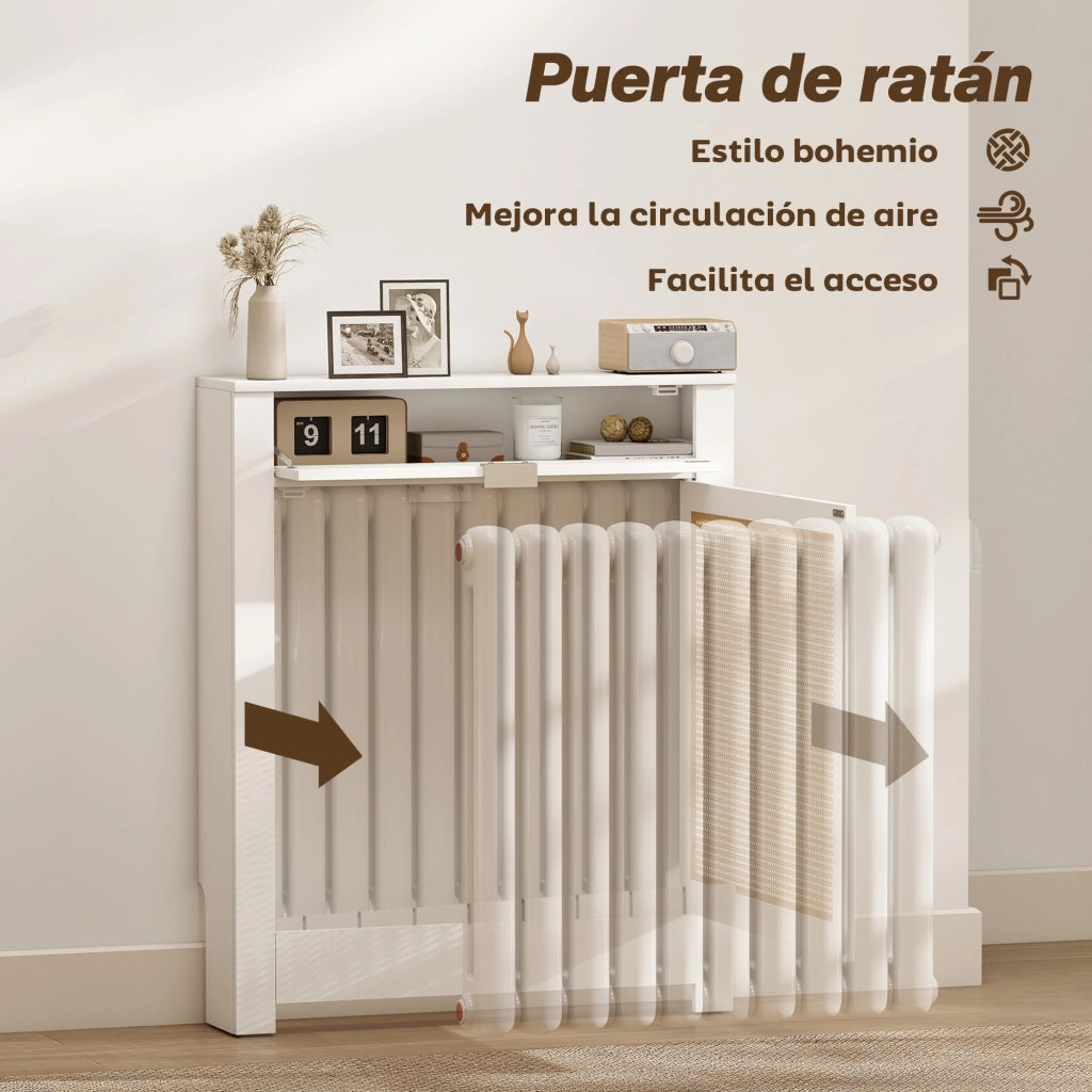 Cubre Radiatori con Porta e Rattan ¨C Minimal ¨C Bianco