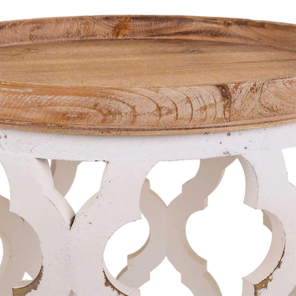 Tavolino in legno intagliato bianco 50x50x56h