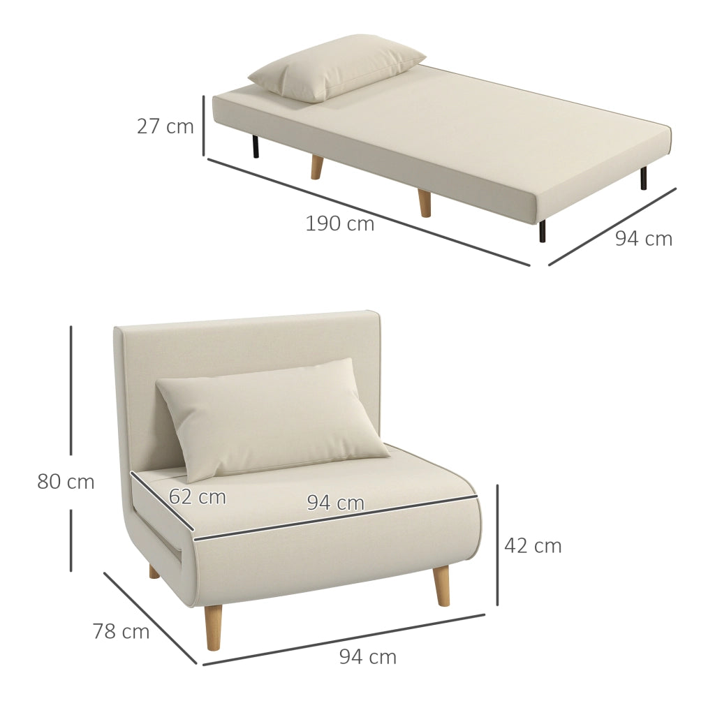DIVANO LETTO 2 IN 1 94x78x80 cm Bianco crema