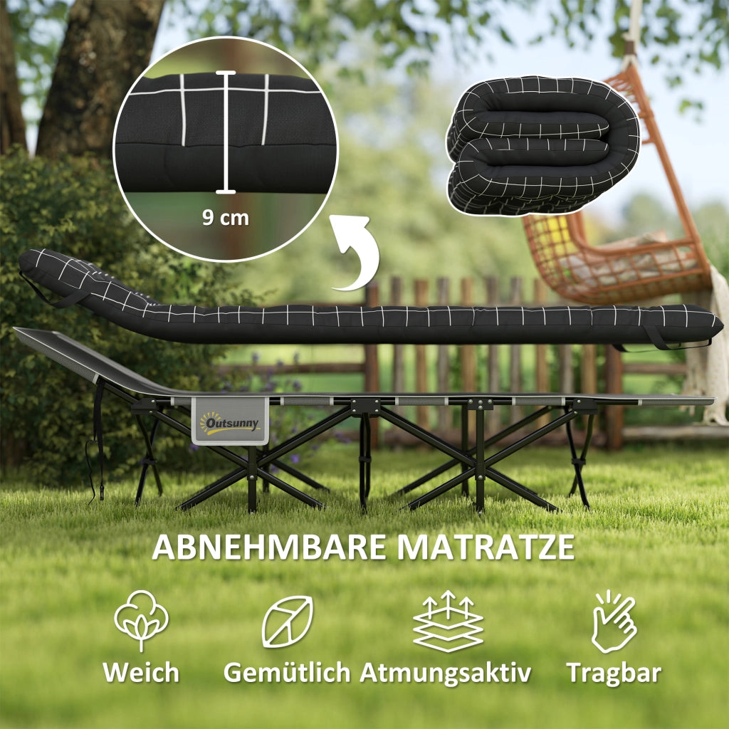 Letto da campeggio pieghevole con materasso ¨C zephmum ¨C Nero, metallo, 90x200 cm