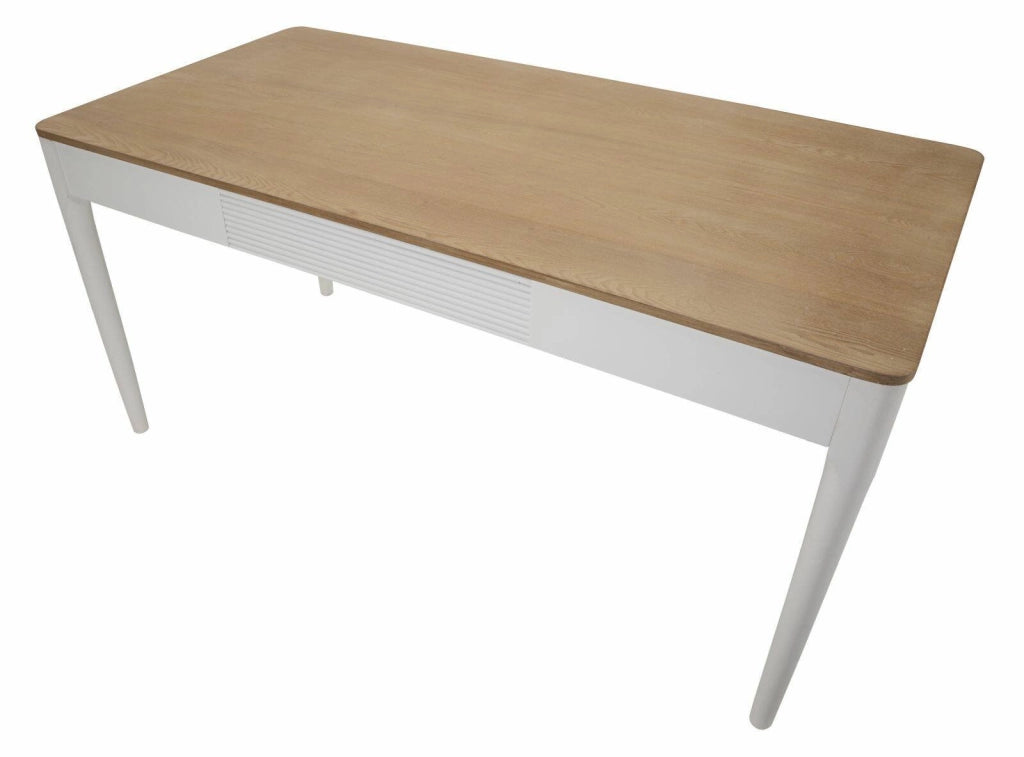 Tavolo fisso Dindga, Ripiano da cucina, Consolle per sala da pranzo, Ripiano rettangolare fisso, 180x60 h80 cm, Bianco e Marrone