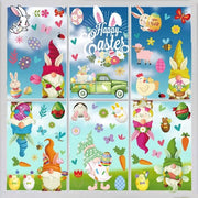 Decorazioni per finestre di Pasqua con uova di coniglio e pulcini, adesivi per finestre decorativi riciclabili per Pasqua, 9 adesivi per finestre, decorazioni per finestre di Pasqua con uova di coniglio e pulcini.
