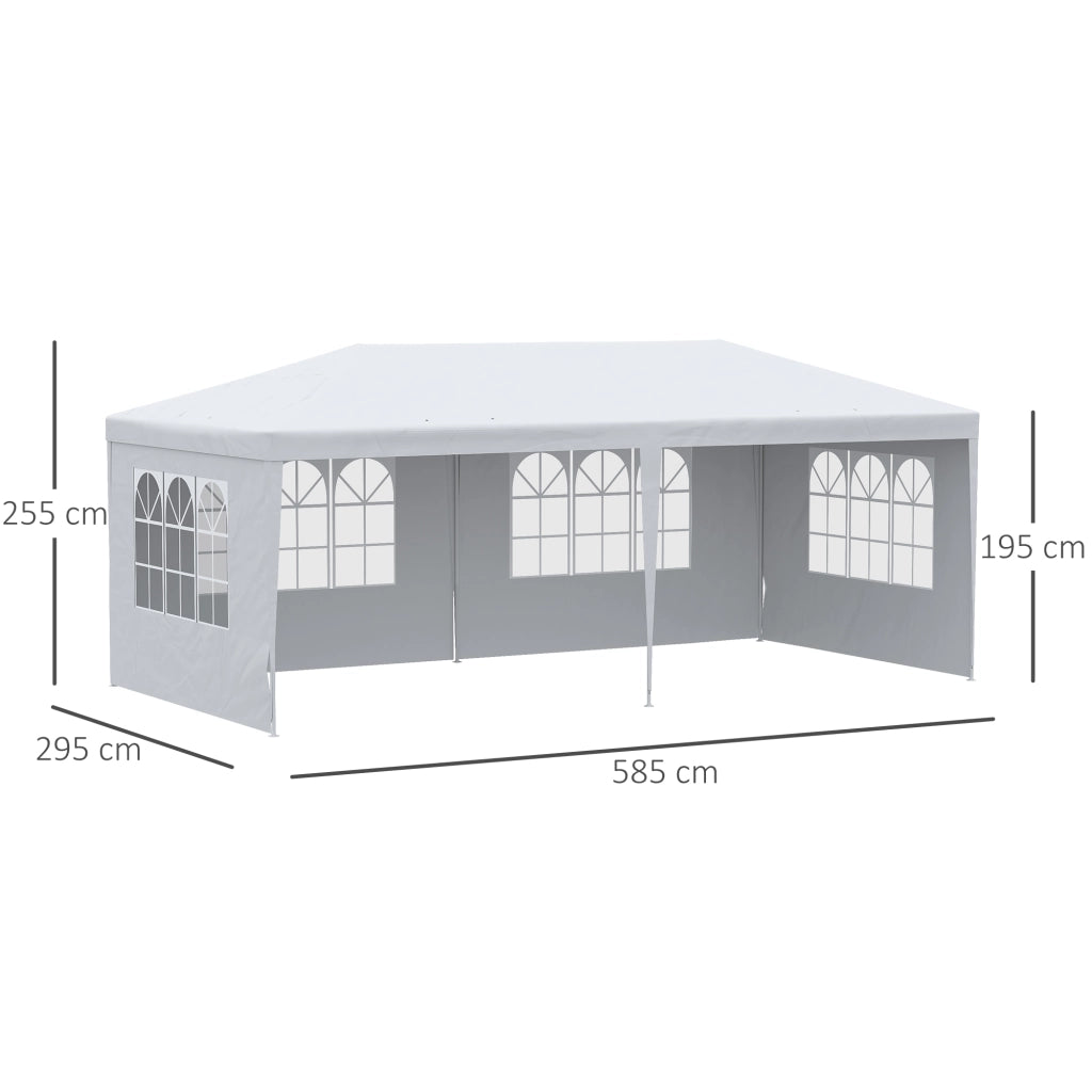 Gazebo da Giardino ¨C zephmum ¨C Bianco 5.8x2.9x2.5m con 4 Pareti Rimovibili