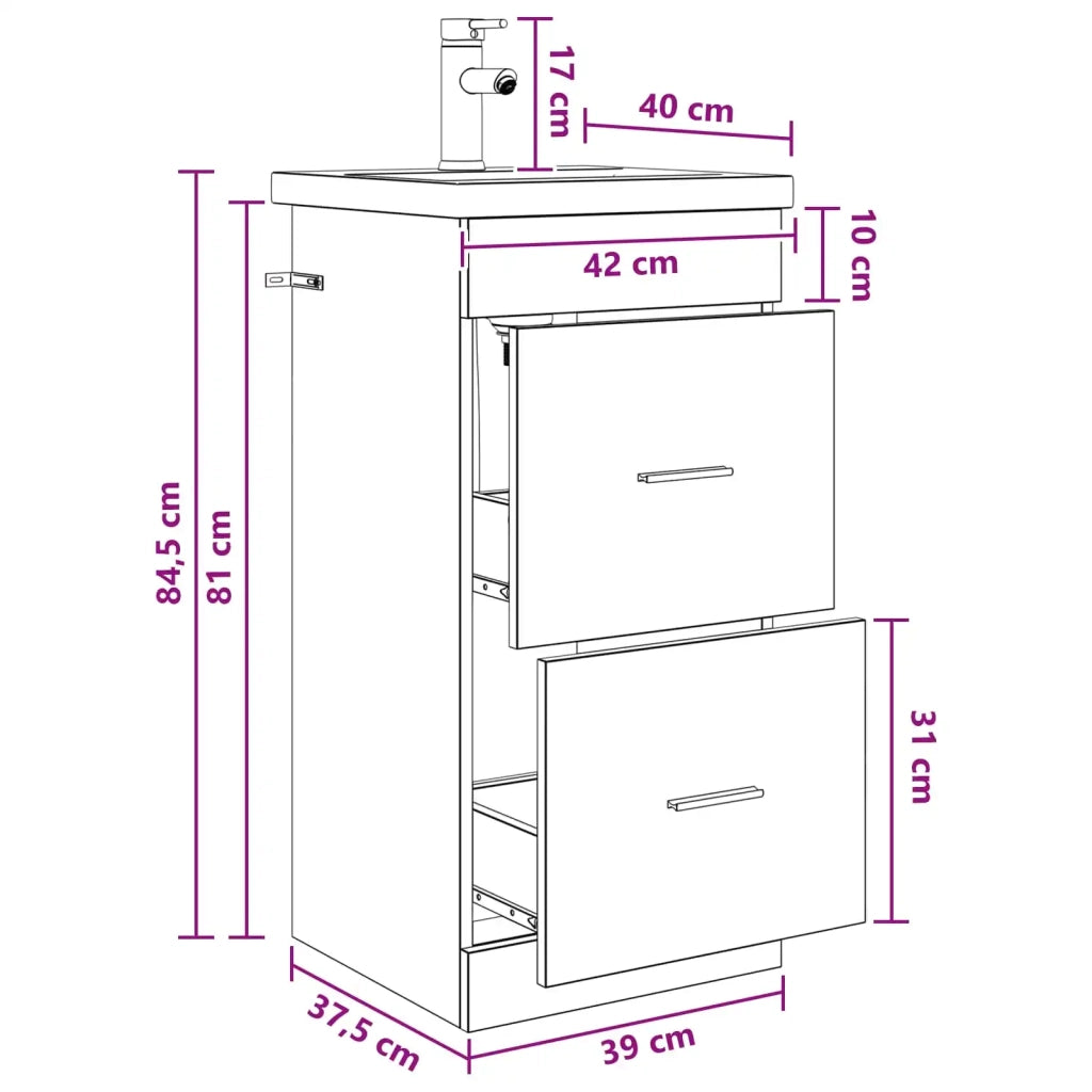 Mobile da bagno con lavabo Bianco 42 x 40 x 84,5 cm 890696