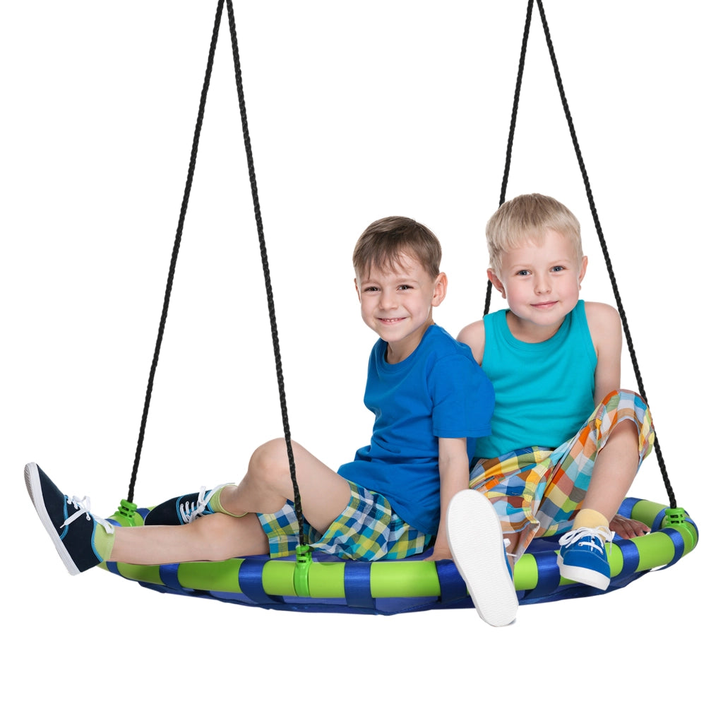 Altalena Nido Rotonda per Bambini ¨C Xylo ¨C Regolabile 120-180cm ?100cm Blu Verde +3 Anni