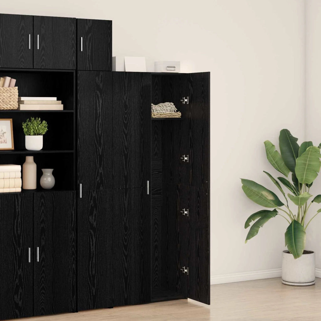 Credenza 2 pz | Madia | Buffet da pranzo | Armadio da pranzo Rovere Nero 70 x 42,5 x 185 cm