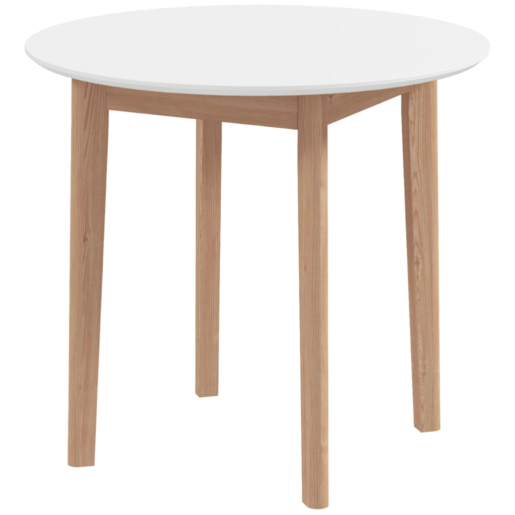 Tavolo da pranzo rotondo ¨C zephmum ¨C bianco + legno naturale 75x75x76 cm