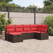 Set di divani con cuscino Marrone e Rosso polyrattan