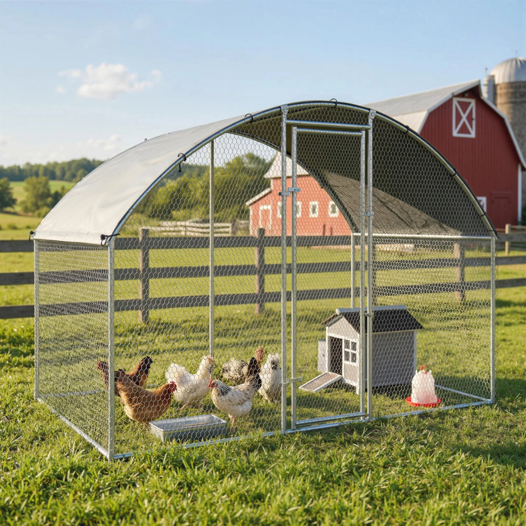 Pollaio per Galline da Esterno ¨C zephmum ¨C Acciaio Zincato Argento 280x170x190 cm